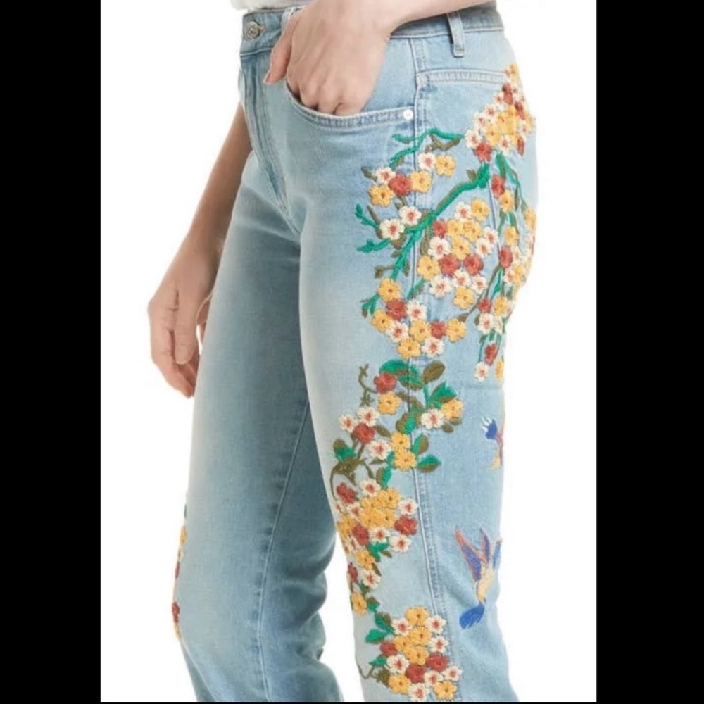 Free People Embroidered Cut off Pants/Capris